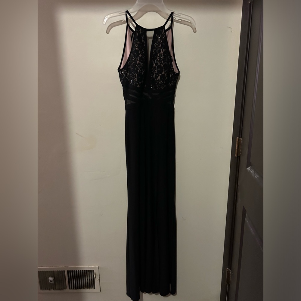 Black and nude/tan long dress